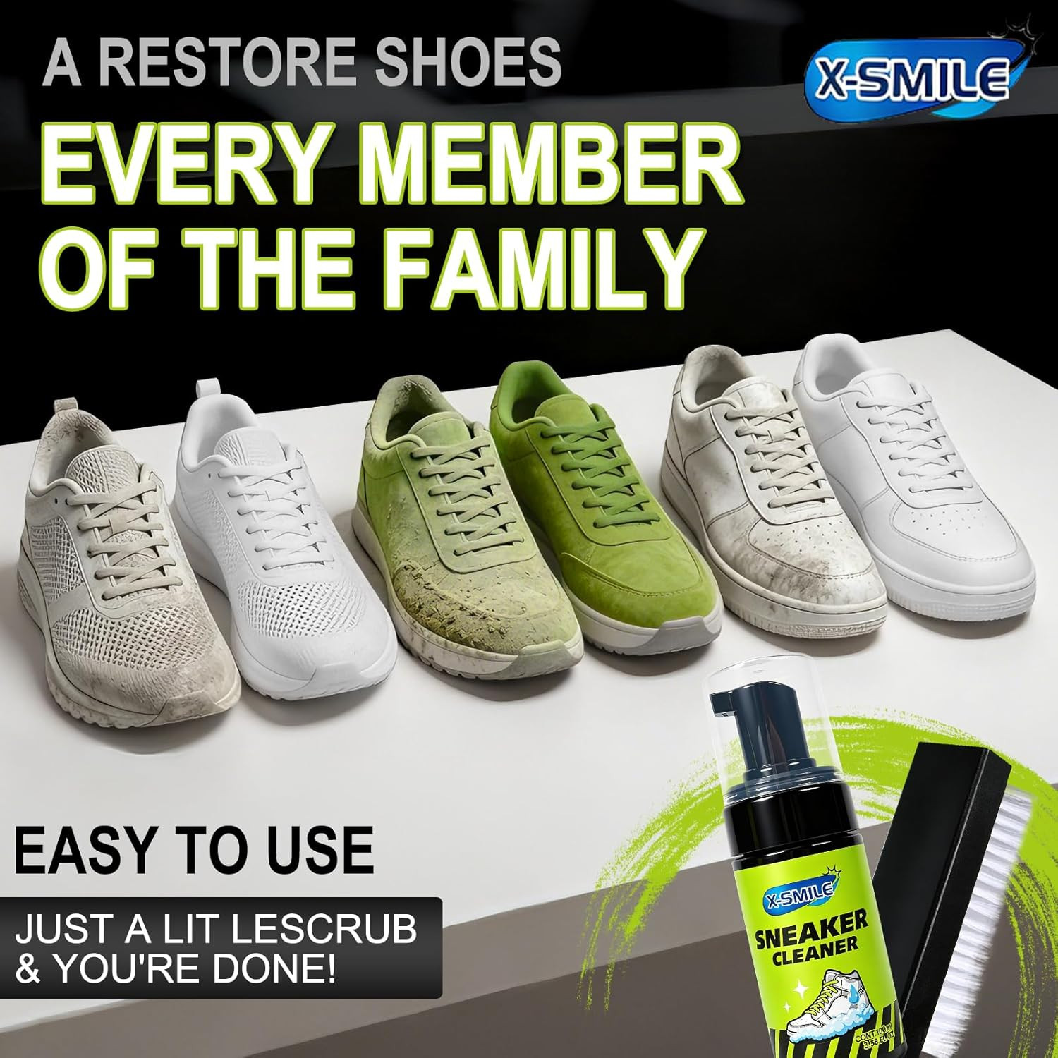 Sneaker Cleaning Kit, Foam Cleaner for White Shoes, PU & Synthetic, Canvas, Mesh