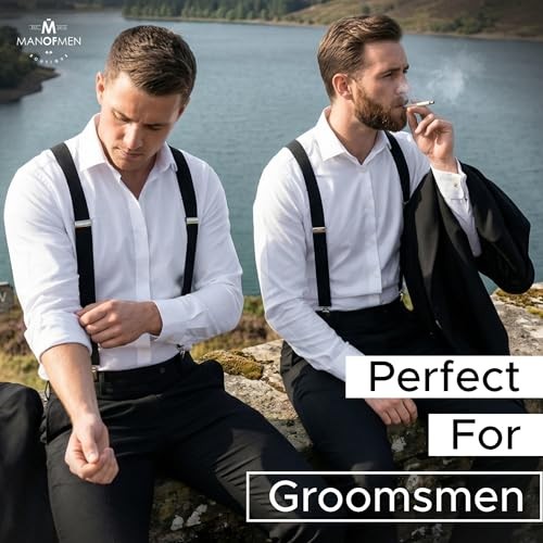 Suspenders for Men Heavy Duty – Adjustable” Y-Back Men’s Suspenders for 1 Black