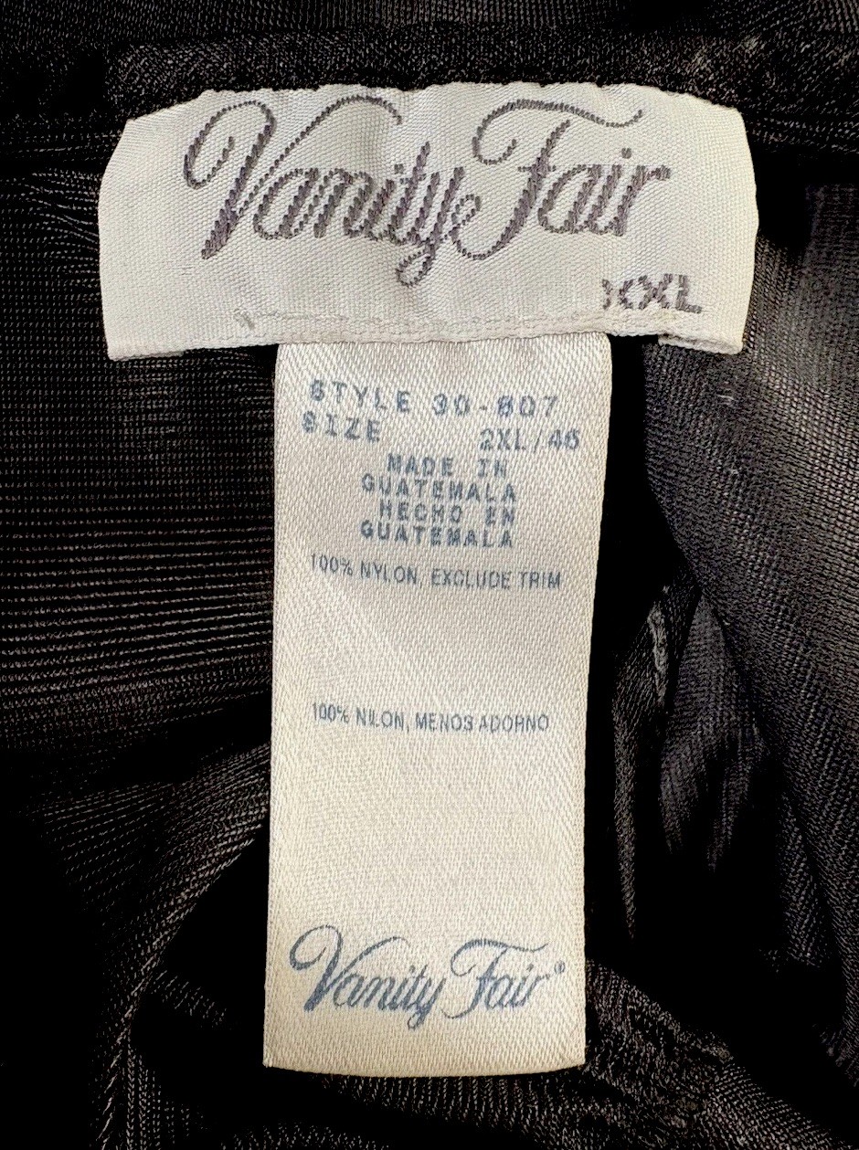 Vanity Fair Black LIQUID Satin Nightgown Gown Sz XXL Knee Length EUC