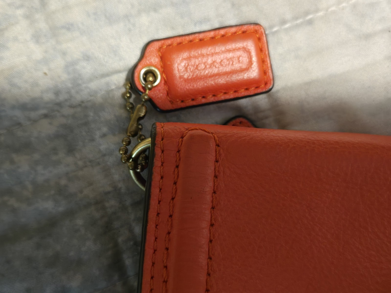 Coach Women’s Orange Wallet Buckle Snap Closure ID Window Zip Pocket Logo