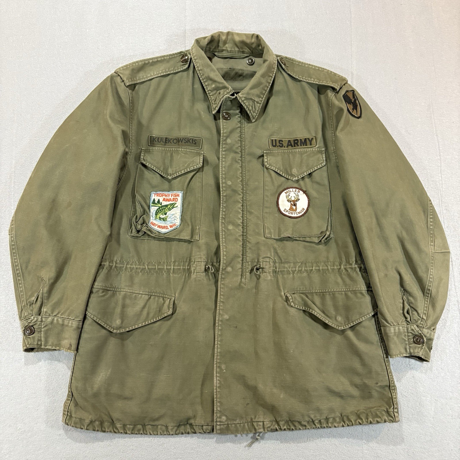 Vintage M-1951 US Army Field Jacket Fits XL Green Canvas Military M-51 OG 107