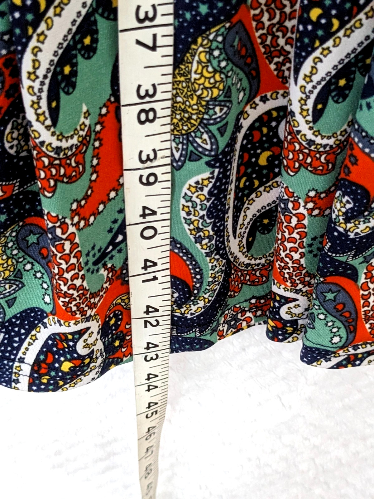 JOLIE MOI Green Multi Paisley Fit Flare Midi Dress UK 16 Ruched Sleeve Occasion