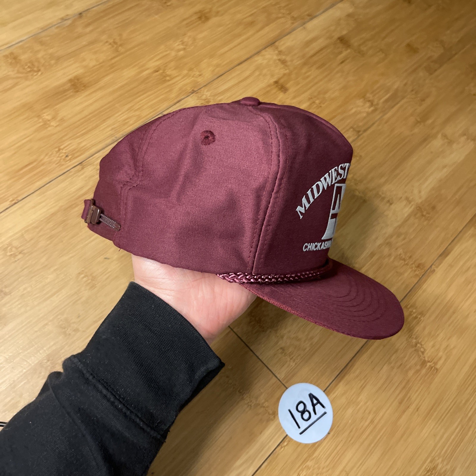Vintage Midwest Towers MT Chickasha, OK Burgundy Maroon Zipper Trucker Hat CLEAN