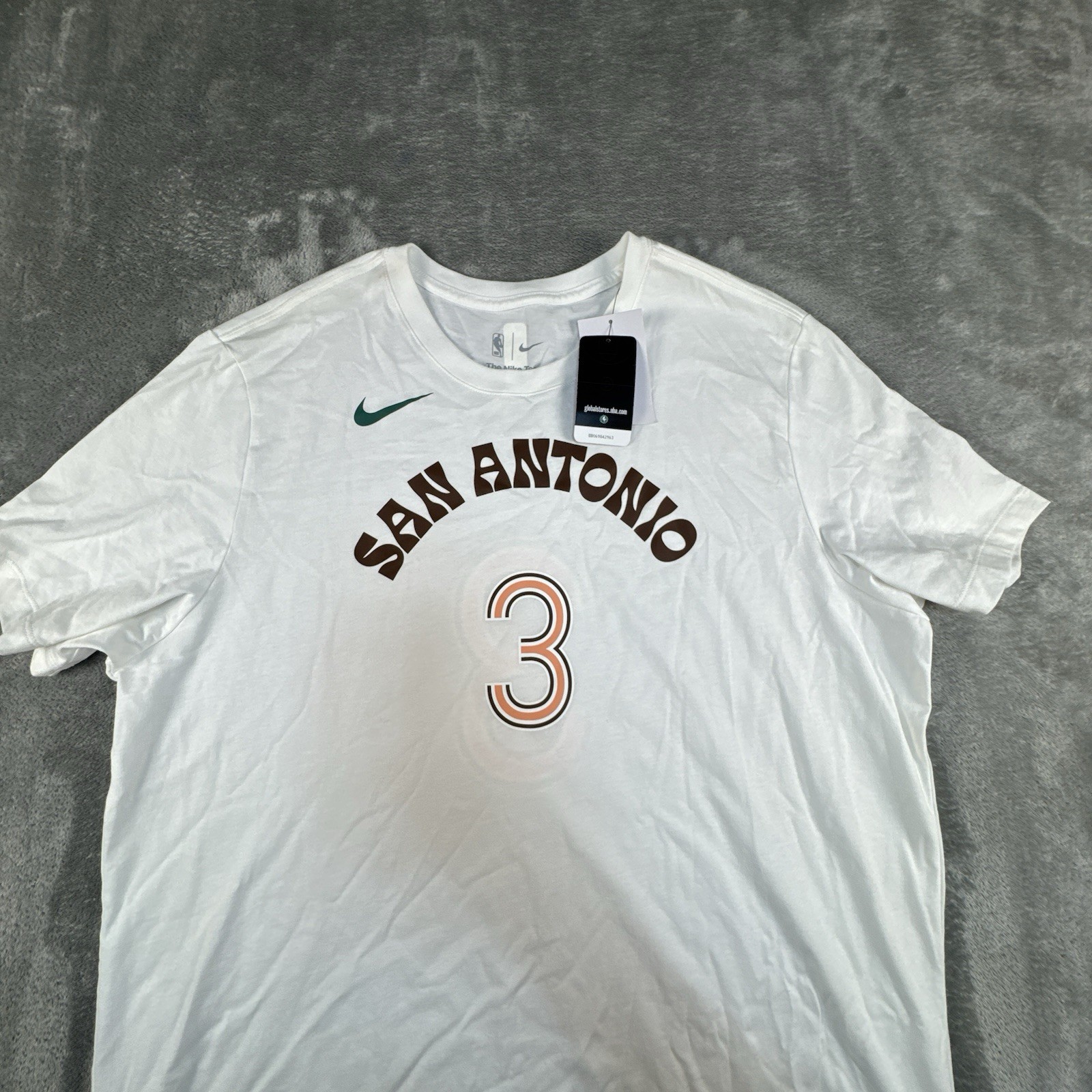 San Antonio Spurs NBA #3 Johnson Nike T-Shirt Mens 2XL White Short Sleeve