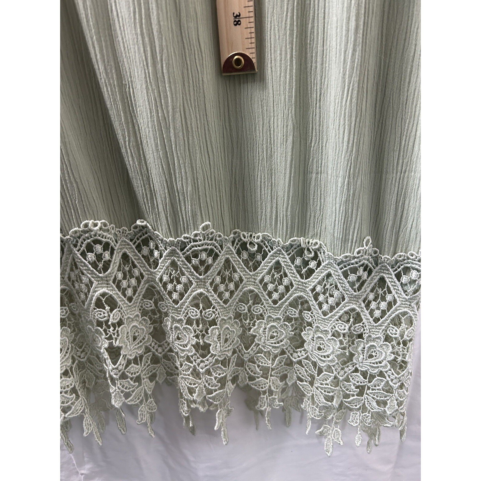 Magnet Art Lace Rayon Maxi Dress Set L Sage Green 2pc Cardigan Boho Cottagecore