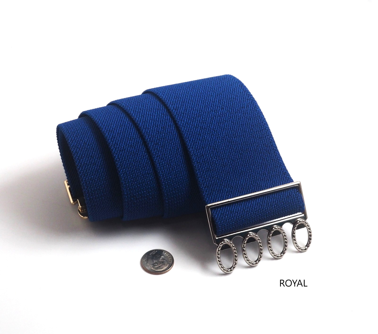 Woman Elastic Stretch 2 inch(#51S) Belt, Silver Color Buckle Size 25-43″, USA