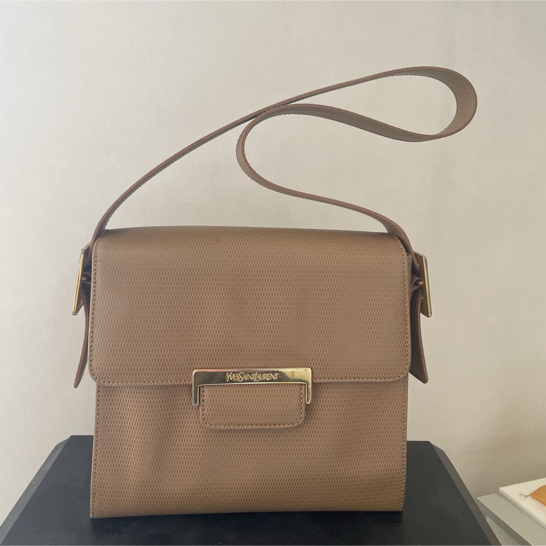 Yves Saint Laurent Vintage Shoulder Bag Beige Size: W:8.3 × H:7.9 in.