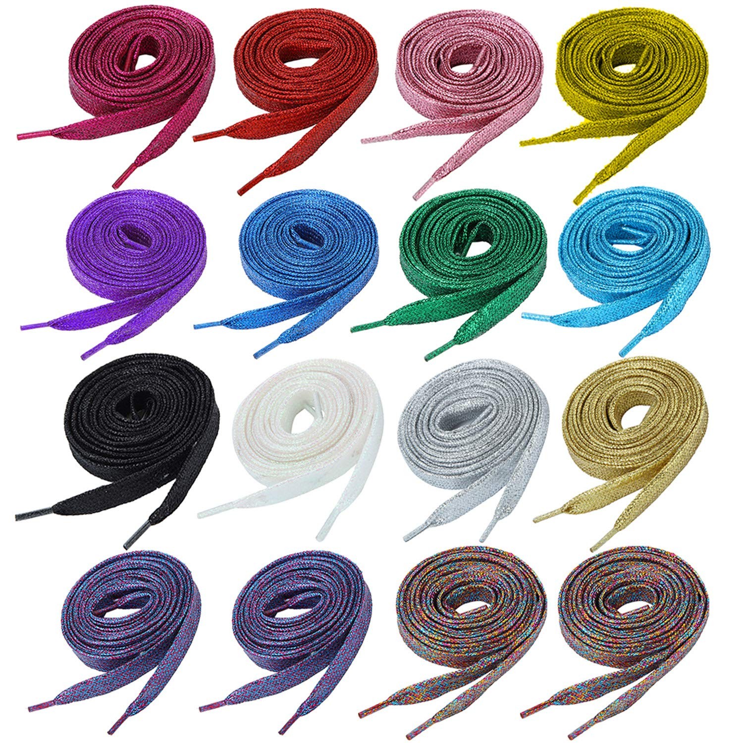 WILLBOND 16 Pairs Glitter Colored approx. 107 cm / 42 inches, Multicolor