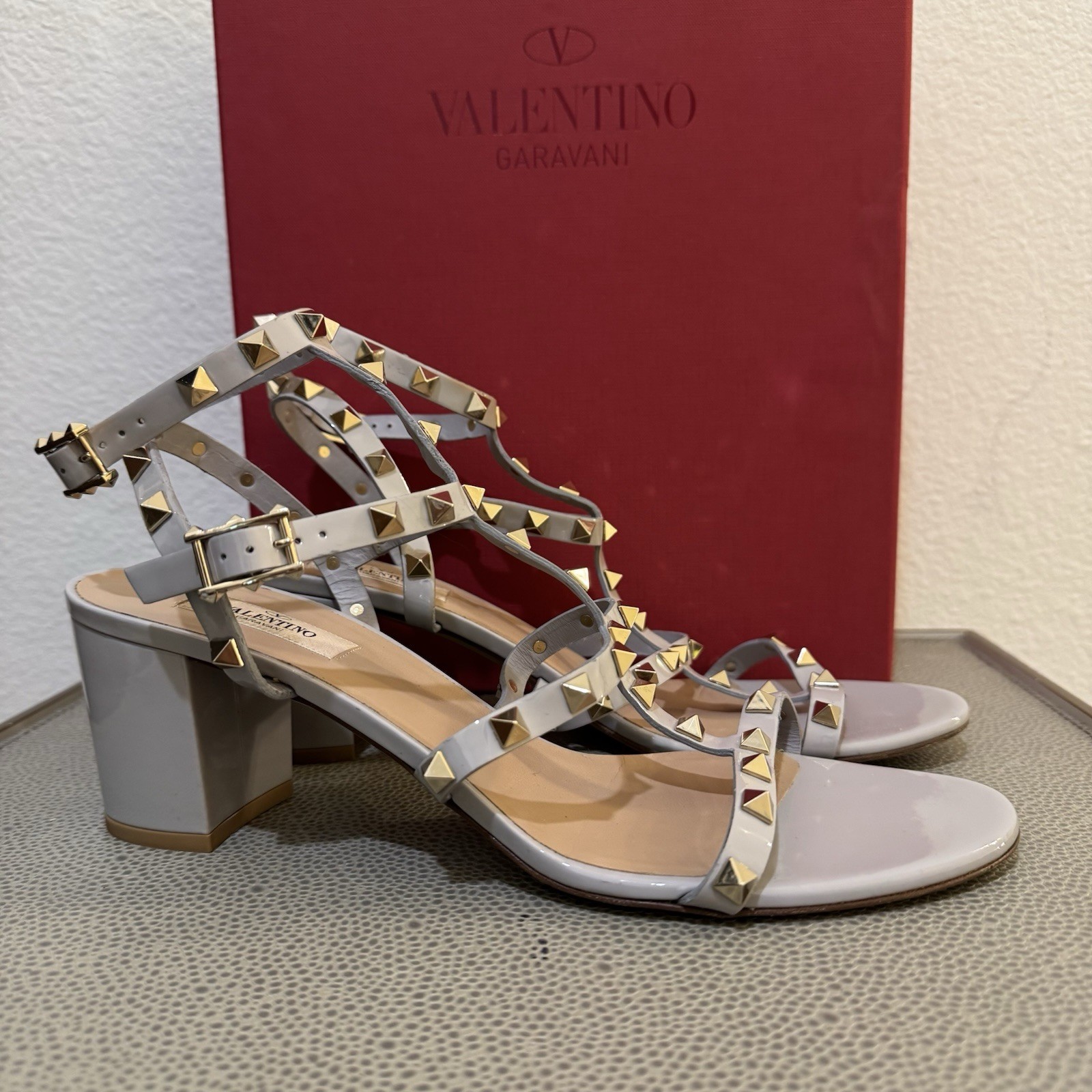 Valentino Garavani Rockstud Leather 41.5 / 11 Ankle Strap 60mm City Sandals