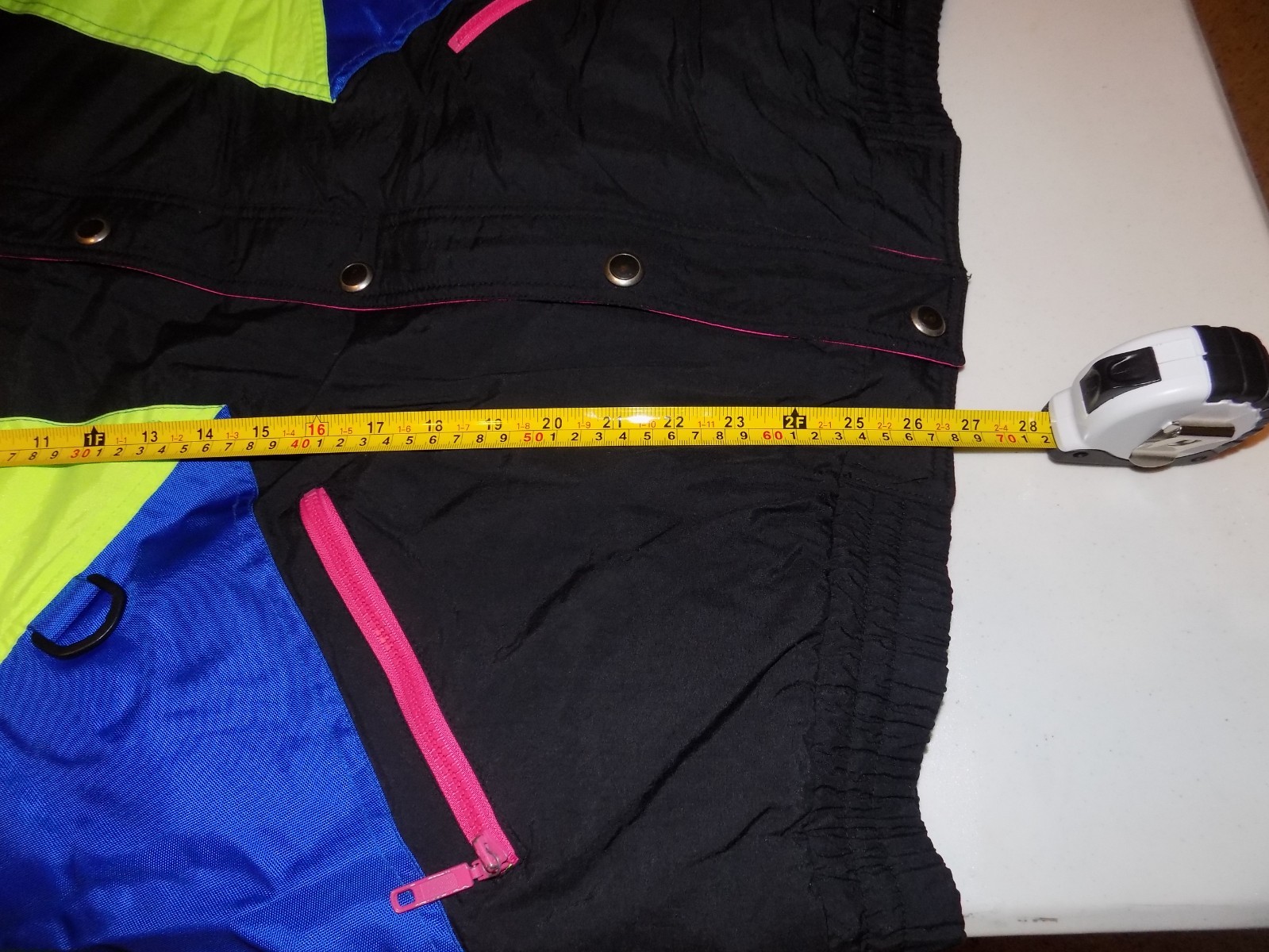 Vintage FERA Skiwear Snowboard Jacket Mens M/L 42 Black Neon Green Blue 80s 90s