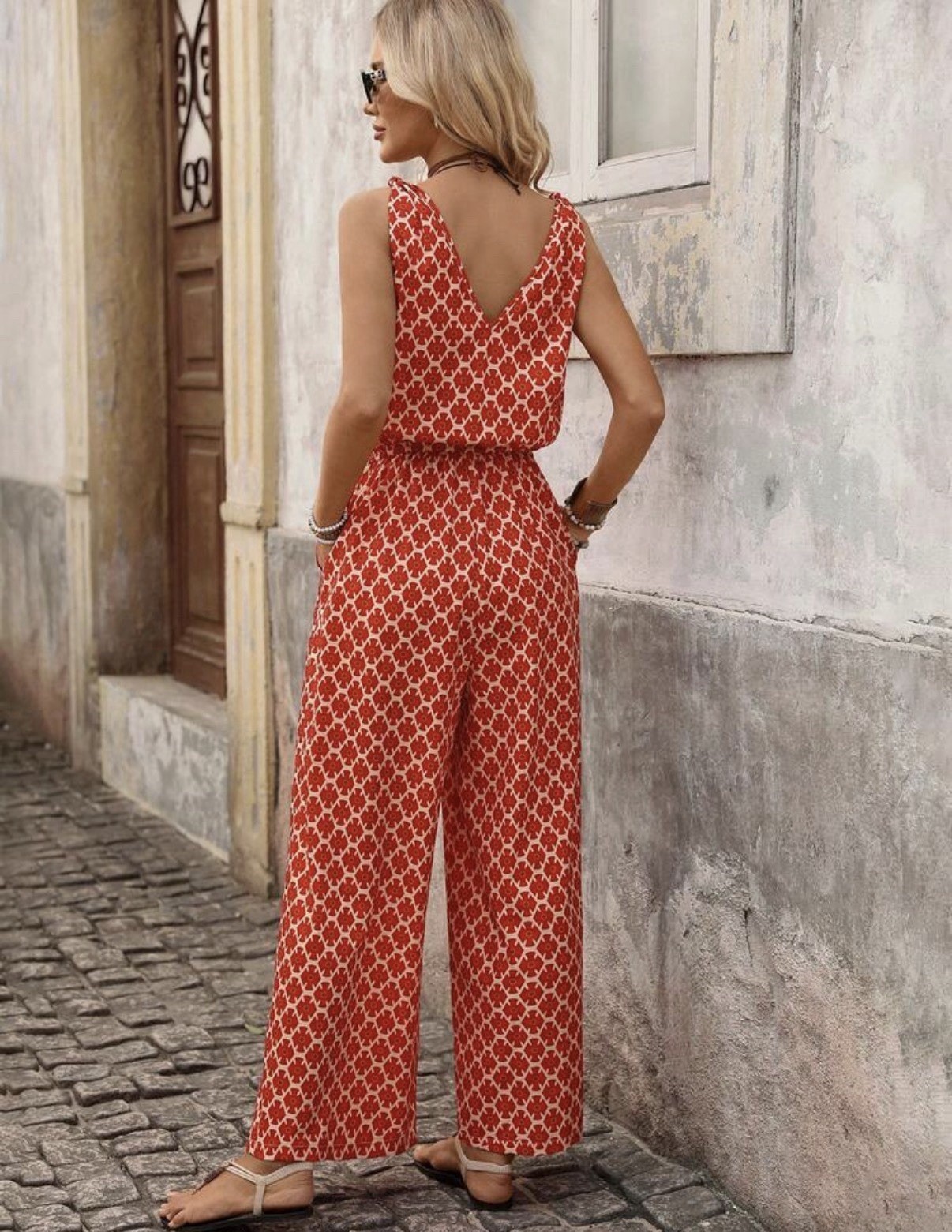 Brand New Size 10 Geometric Summer Holiday Wedding Jumpsuit Drawstring Waist