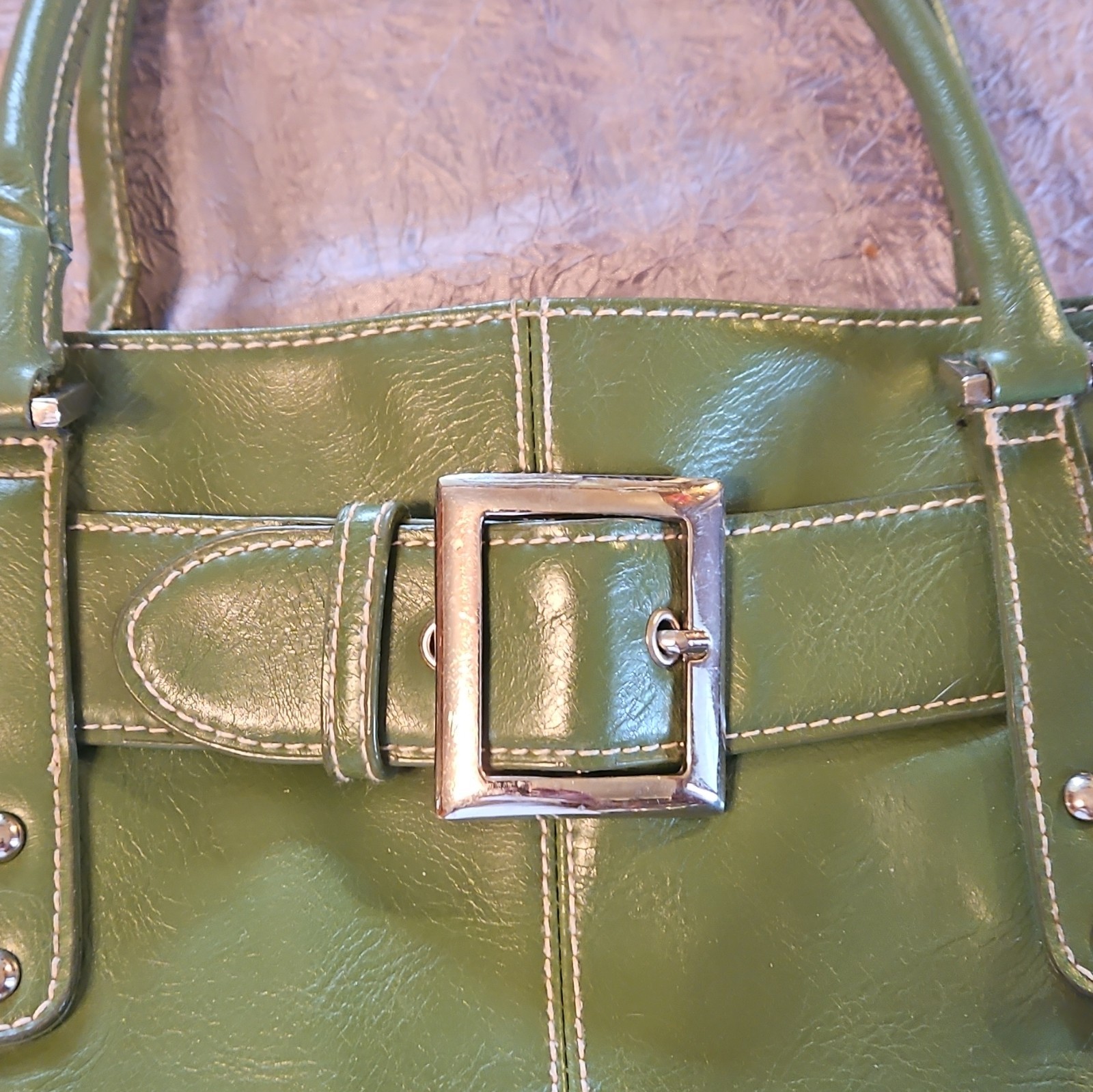 St. JohnsGreen Small Satchel Top Handle Bag Buckle Accent Magnetic