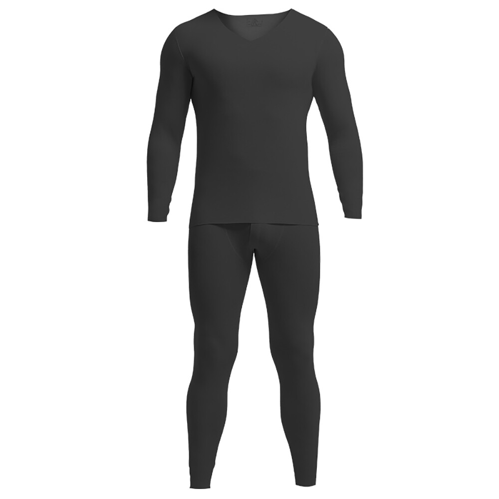 Mens Fleece Lined Thermal Underwear Set Long Johns Top Pants T Shirt Winter Warm