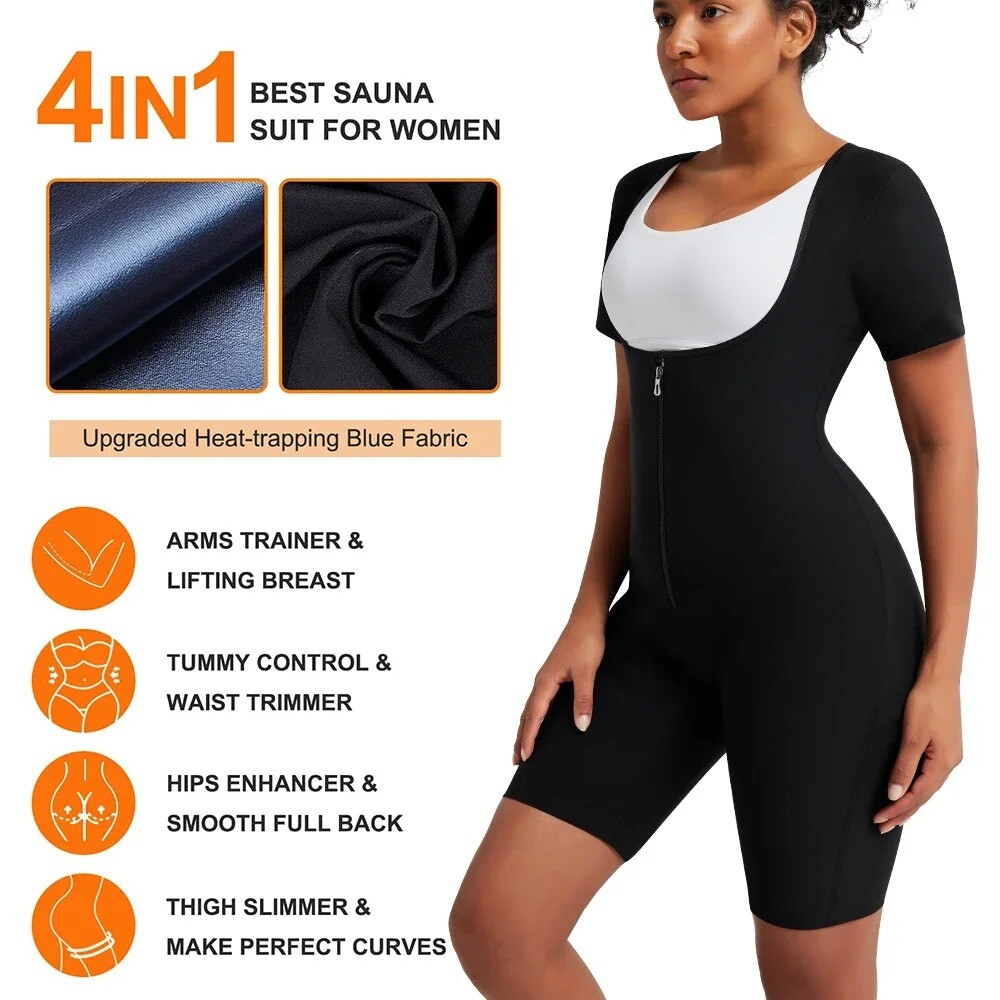 Women Body Shaper Sweat Sauna Suits Slimming Jumpsuit Sports Bodysuits Shapewear