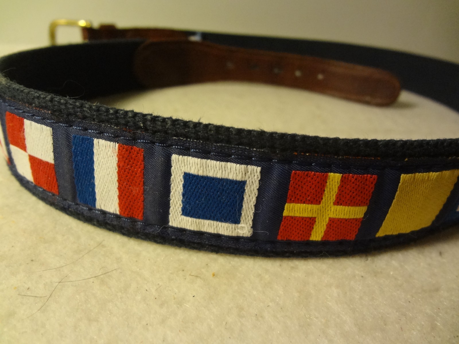 Vintage Preppy Belt with Flags by Preston Made In New England 35 1/2″ – 38 1/2″