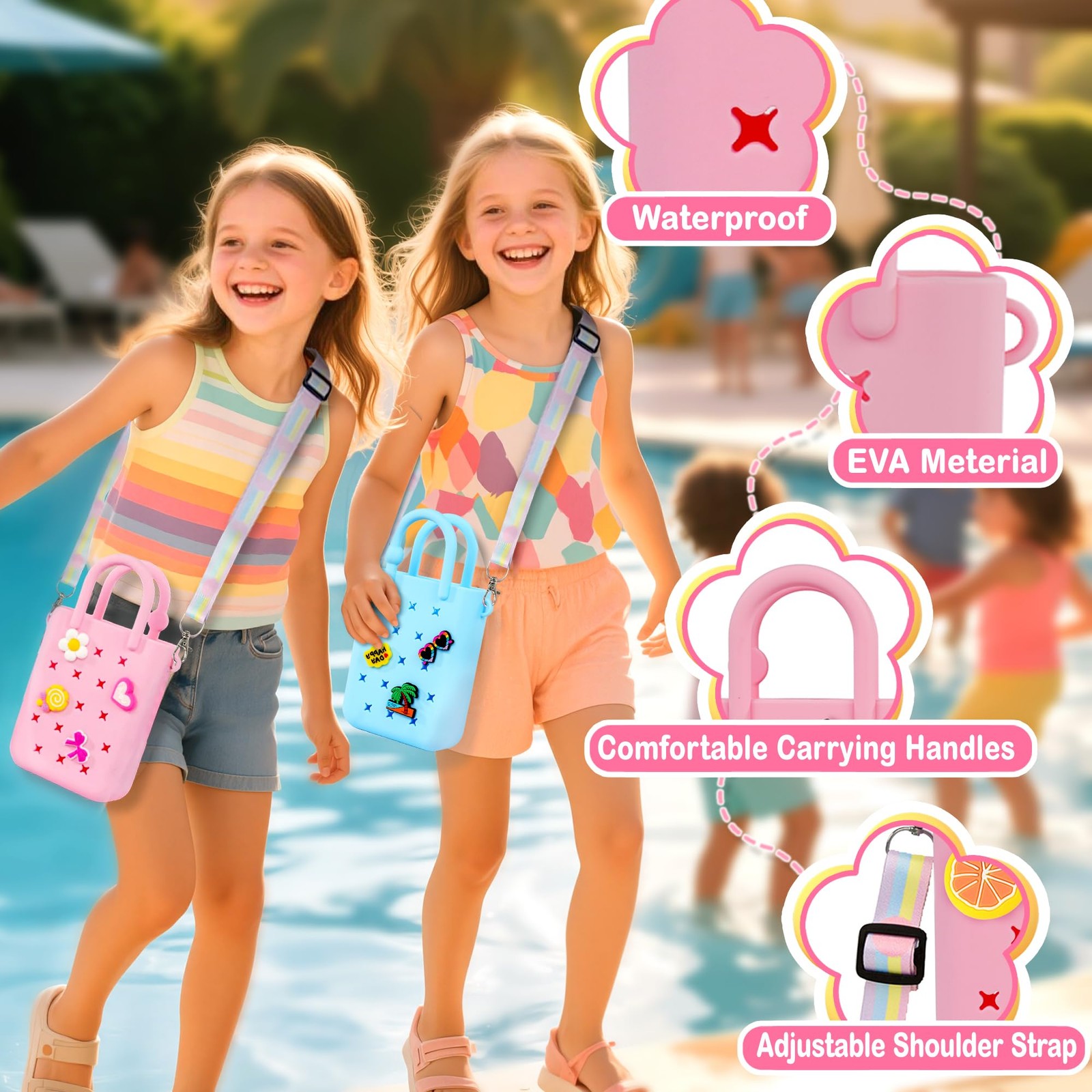 Mini Rubber Tote Bag, EVA Waterproof Beach Tote for Little Girls And Woman, S…