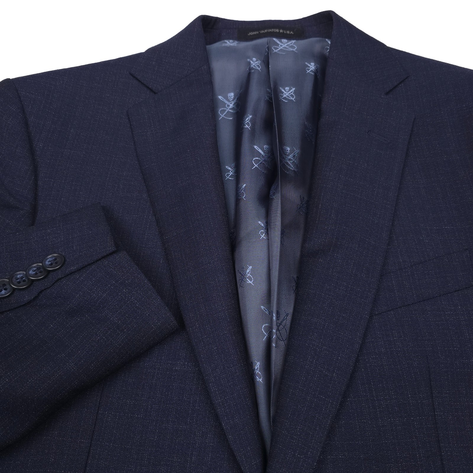 John Varvatos Bleecker Suit Jacket Mens 40R Blue Melange Reda Wool Super 110s