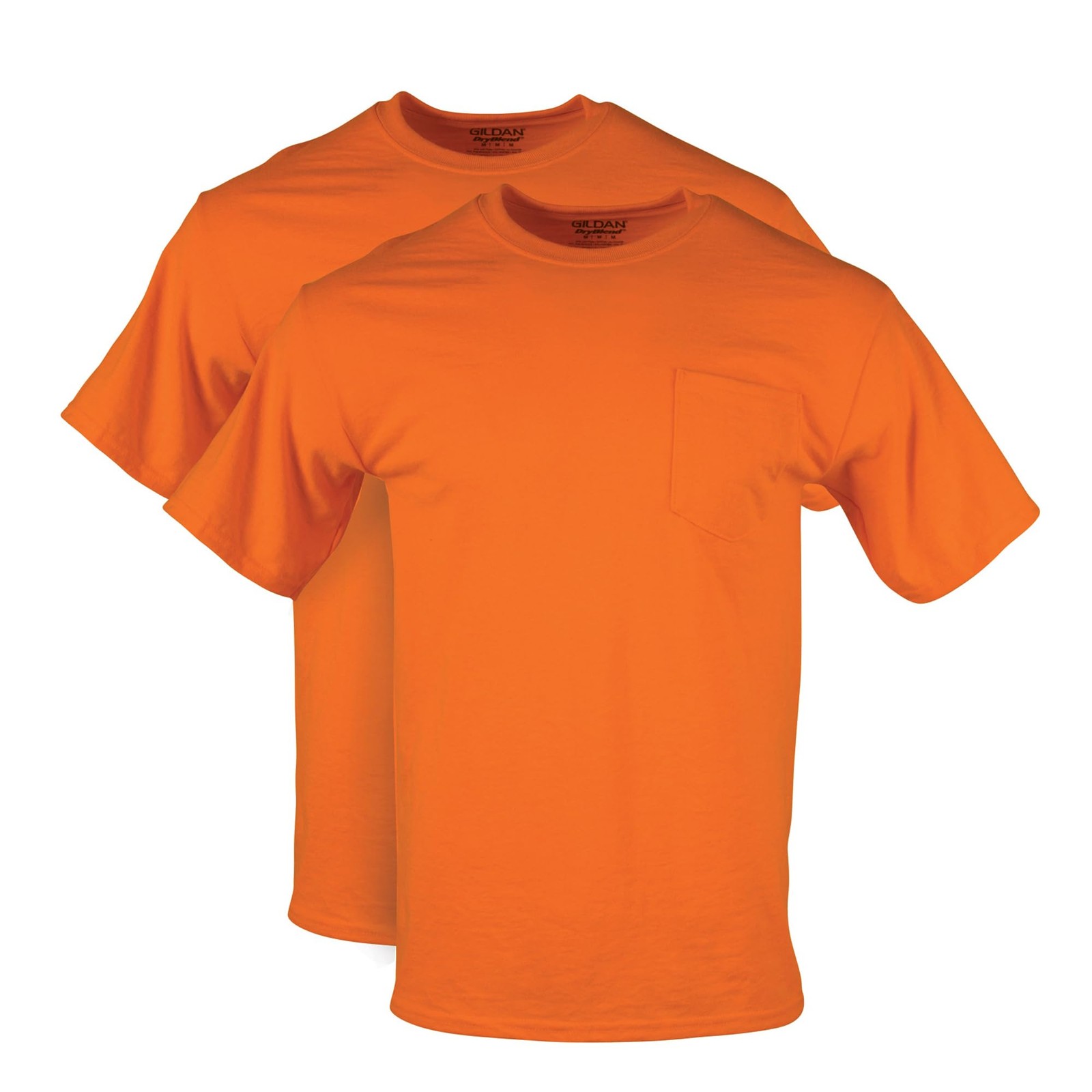 Men’s DryBlend Workwear T-Shirts with Pocket, 2-Pack Shirt, Safety Orange, Large