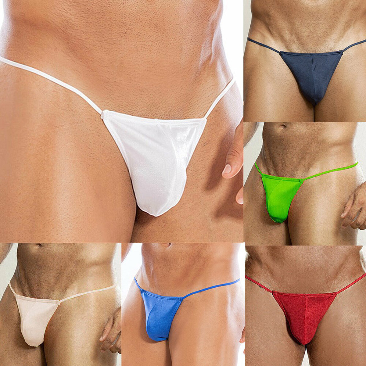 5PCS Sexy Mens T-Back G-string Thong Bikini Underwear Mesh Sheer Pouch Thongs US