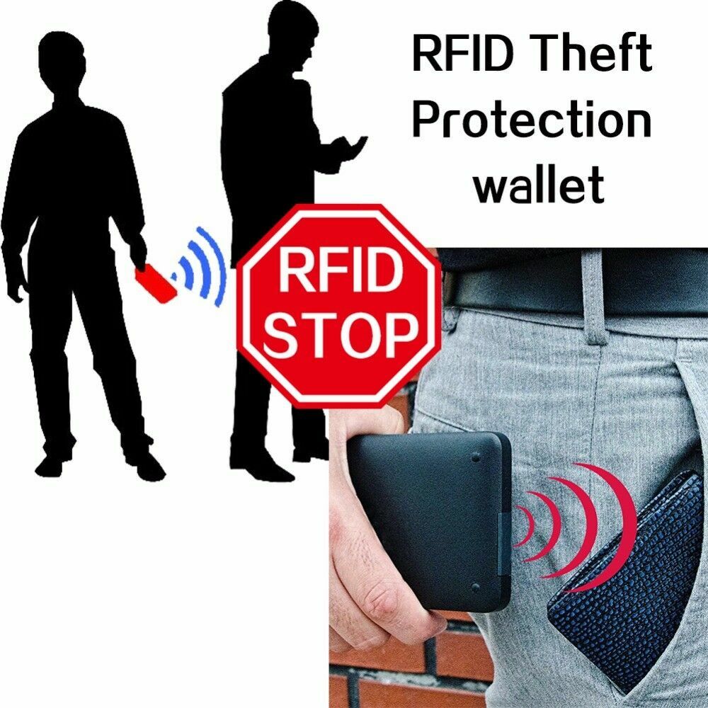 RFID Blocking Leather Trifold Chain Wallet for Men with Snap Tall Biker Trucker