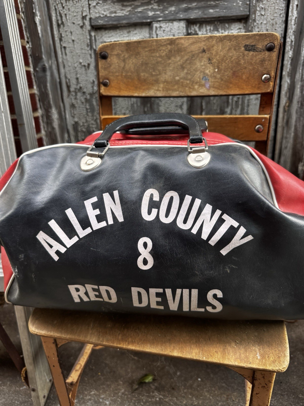 Vintage Gym Bag Duffle ALLEN COUNTY RED DEVILS KS 60s Athletic Collegiate