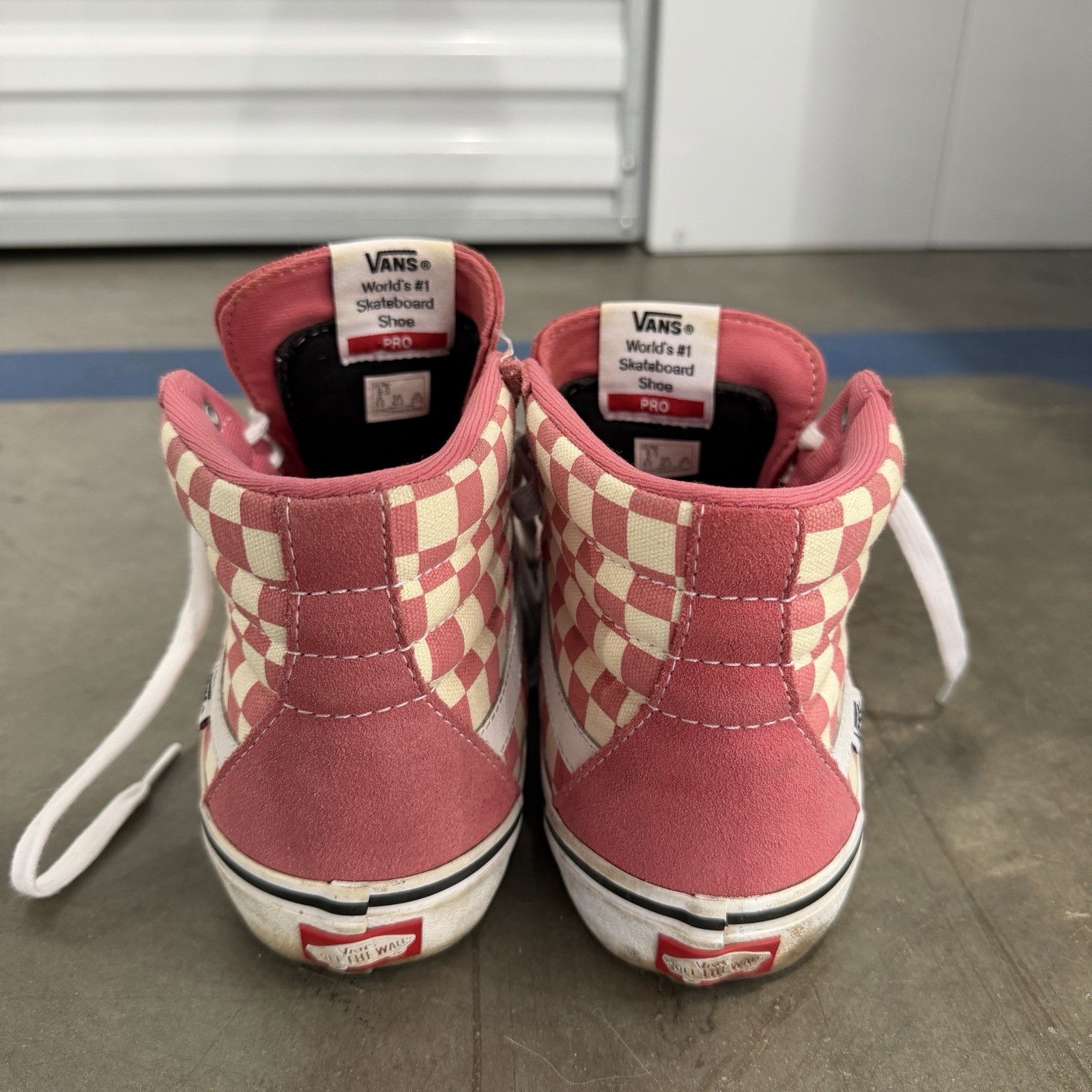 Vans Pro Classic Pink Checkerboard Sk8 Hi Top Shoes Mens 9 Women’s 10.5
