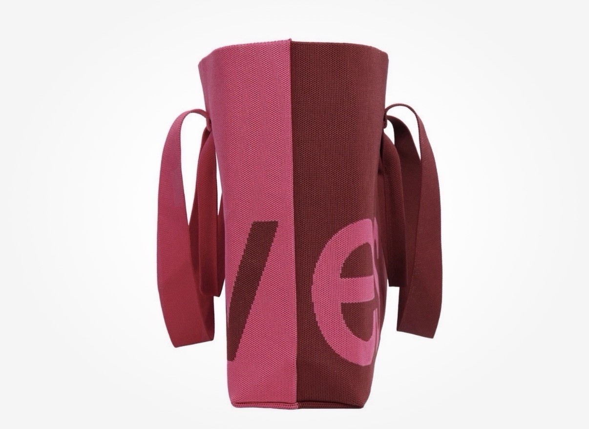 Curves Two-Tone Knit Tote Bag Authentic(Merlot/Rose) BRAND NEW (Unopened/Unused)