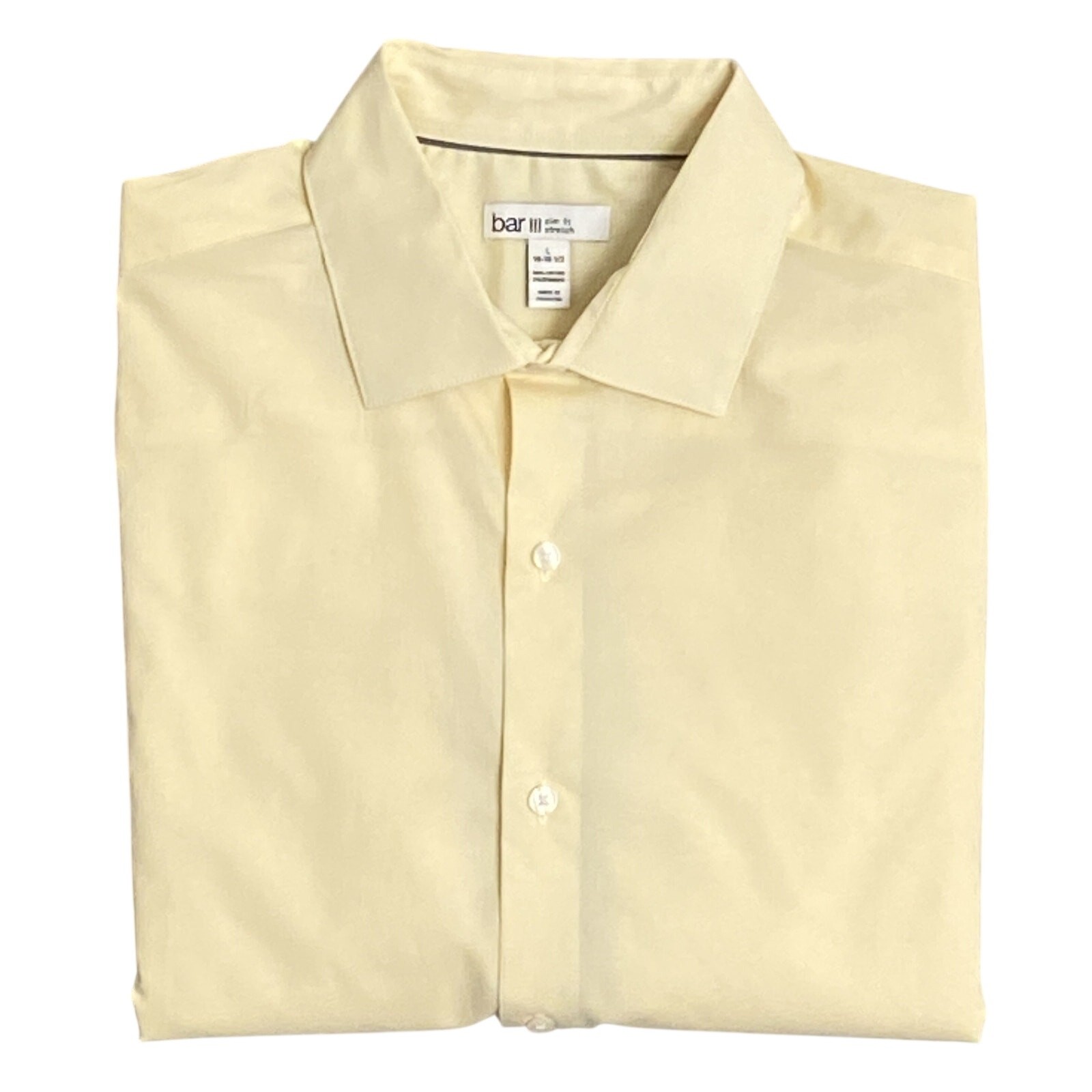 Bar III Dress Shirt Men’s Large 16-16.5 34/35 Shirt Slim Fit Chambray Yellow NEW