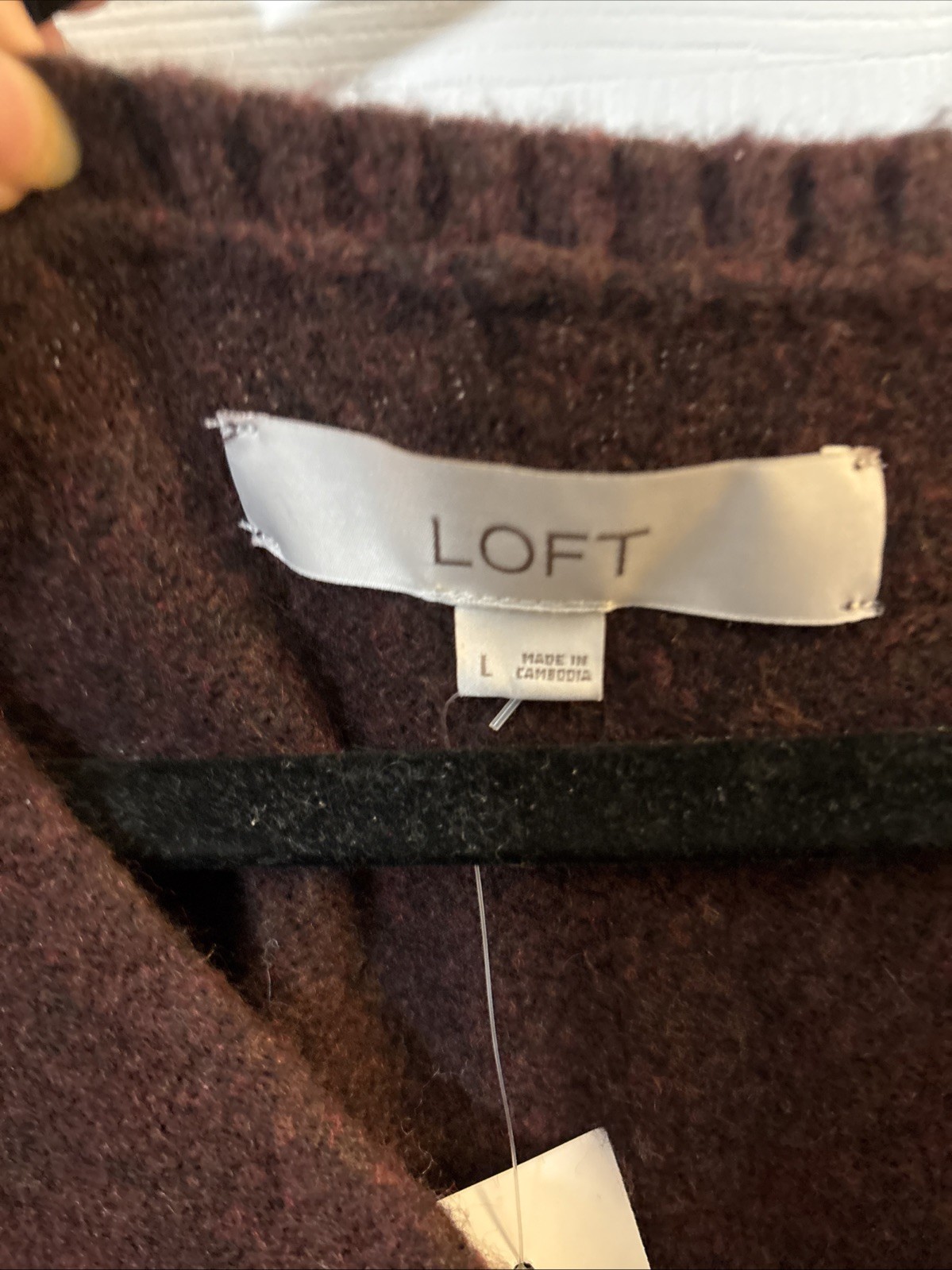 Ann Taylor LOFT – Long Sleeve Sweater Pullover V Neck Woven Top Large