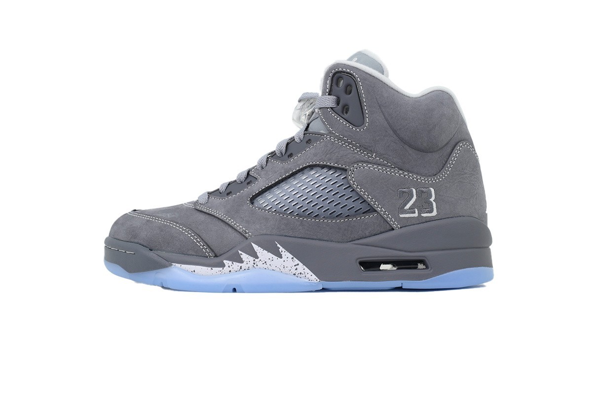 Nike Air Jordan 5 Wolf Grey Suede Mesh 23 Logo Retro Athletic Trainers For Men