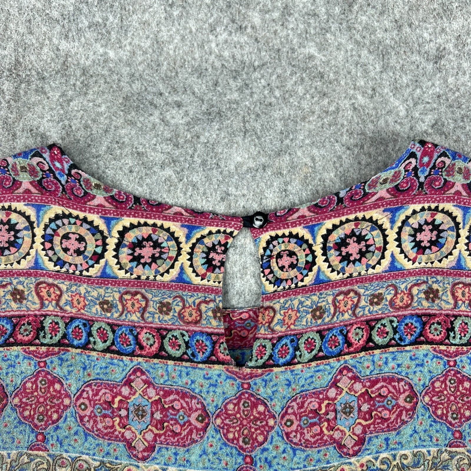 VTG Norton Mcnaughton Shirt Womens Large 14 Aztec Short Sleeve Boho Pocket Tee