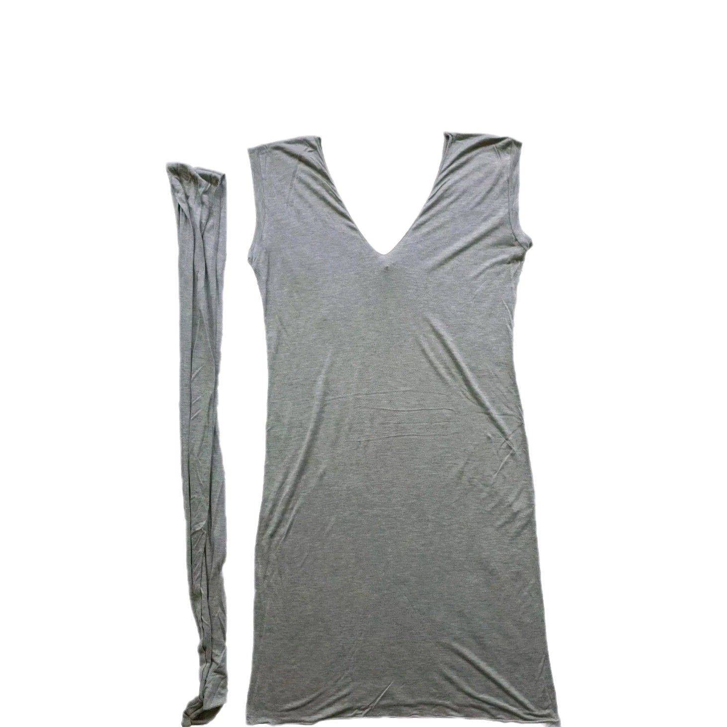 Joseph Ladies Size EU 40/UK 12 Grey Waist Tie V-Neck Sleeveless Jersey Dress.