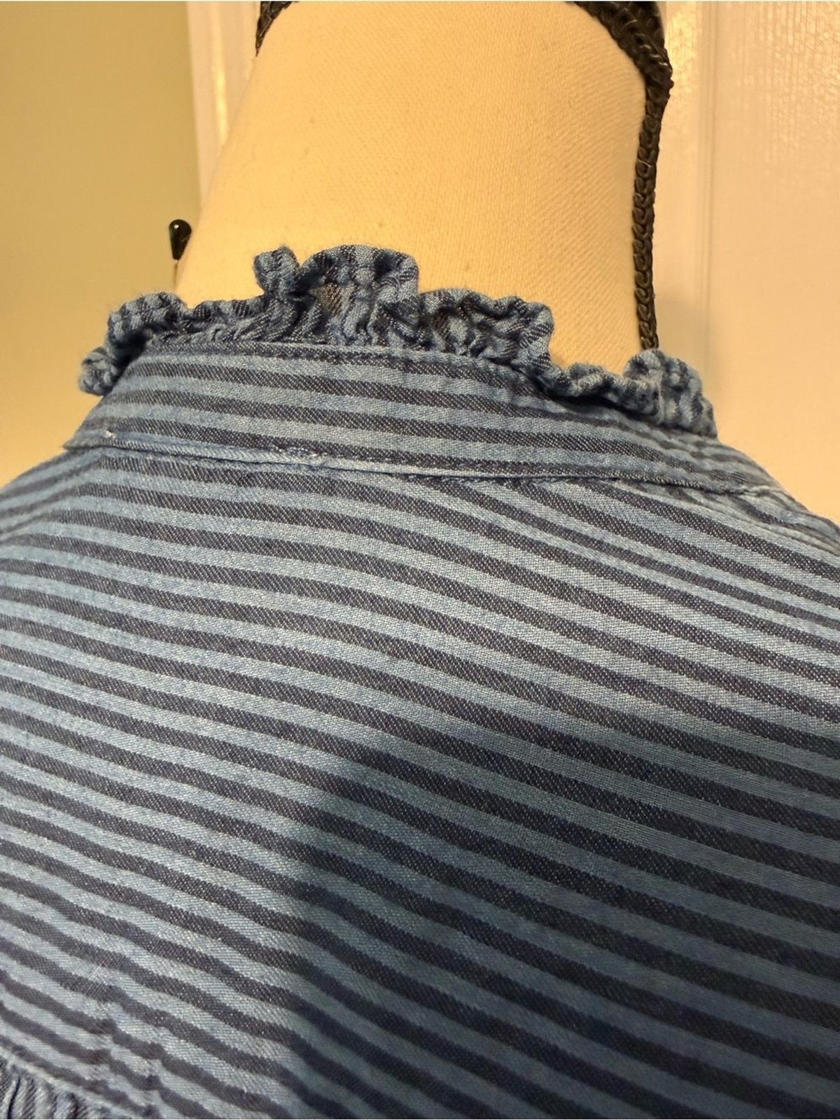 Sundance Navy and Light Blue 100% Cotton Striped Top