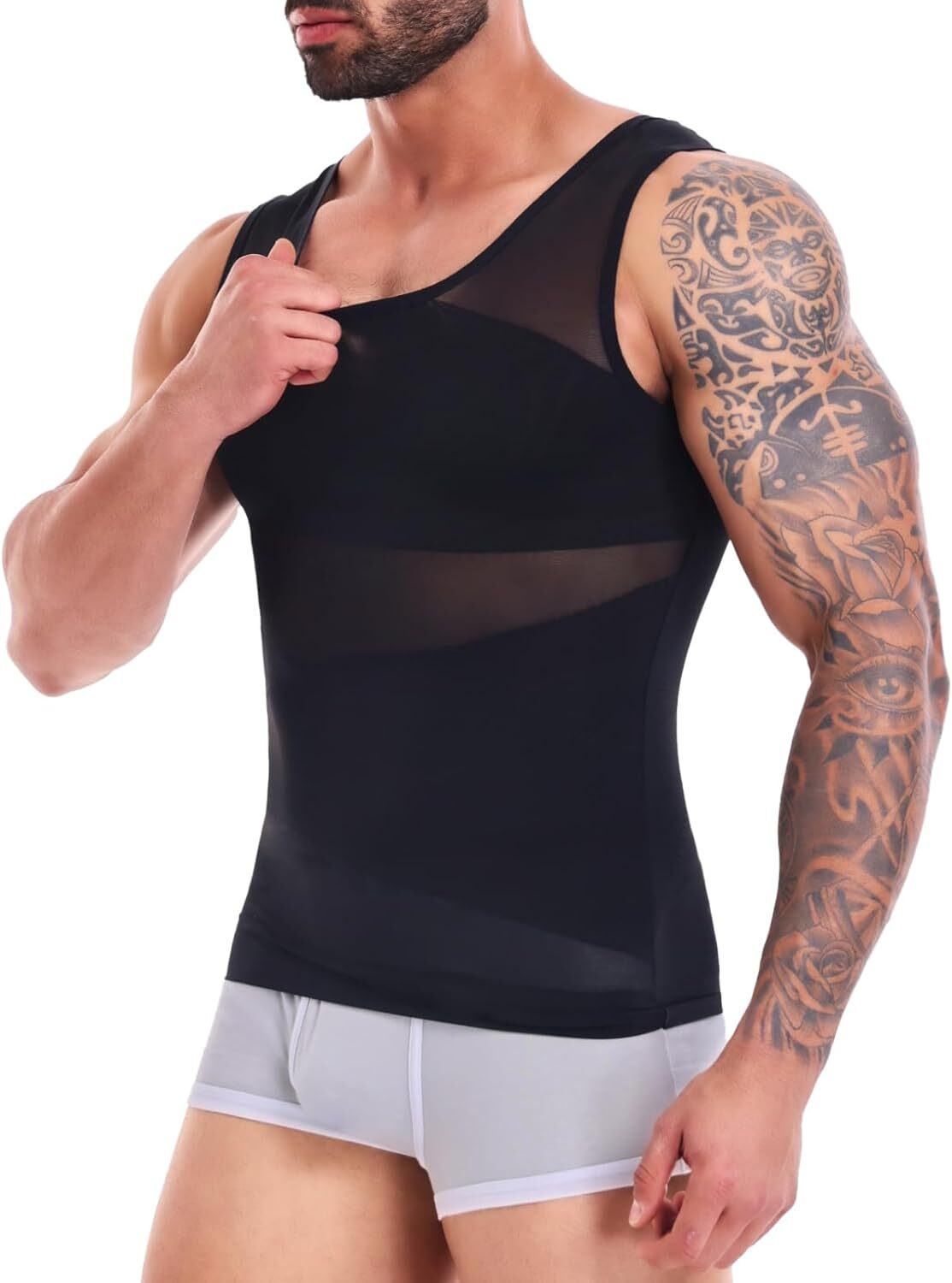 Men Slimming Body Shaper Belly Chest Gynecomastia Compression Shirt Gym Tank Top
