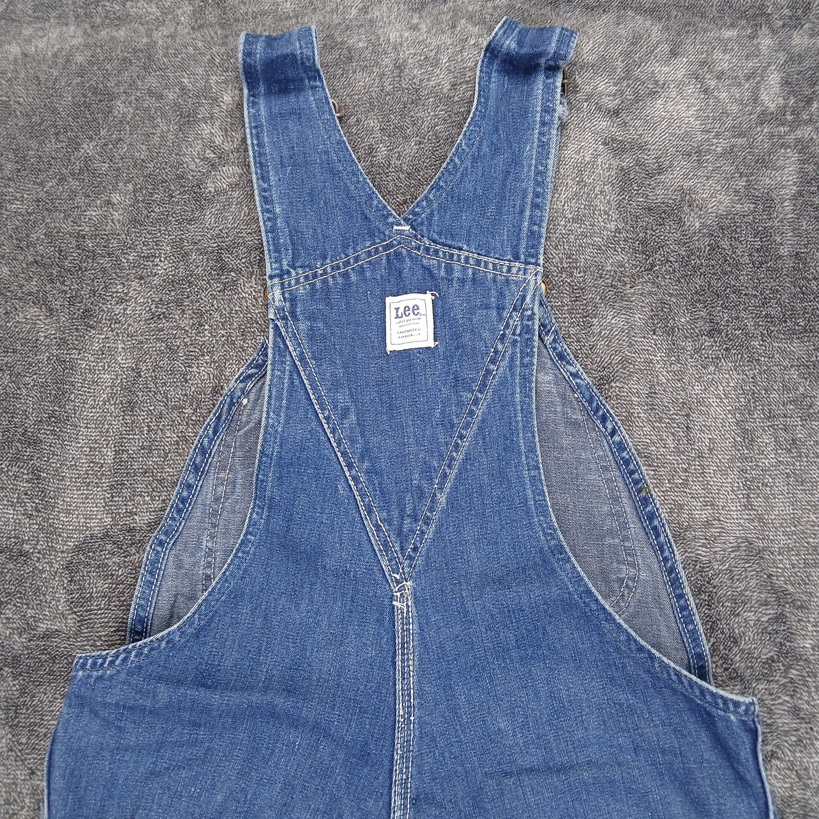 Vtg Lee Sanforized Jelt Denim Overalls 30×28 Donut Button Fly 50s 60s Stains