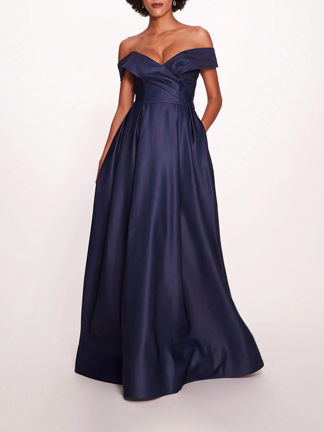 Marchesa Notte Duchess Satin Gown – Navy – Size 12, 14