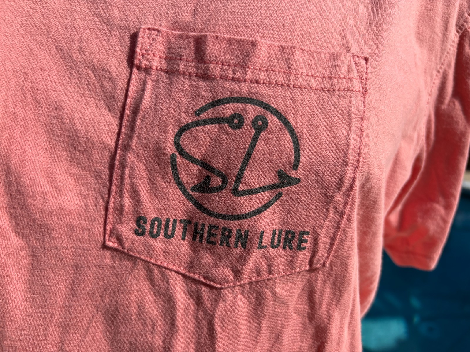 Southern Lure Bronco Surfboard Orange Pocket T Shirt Mens XL