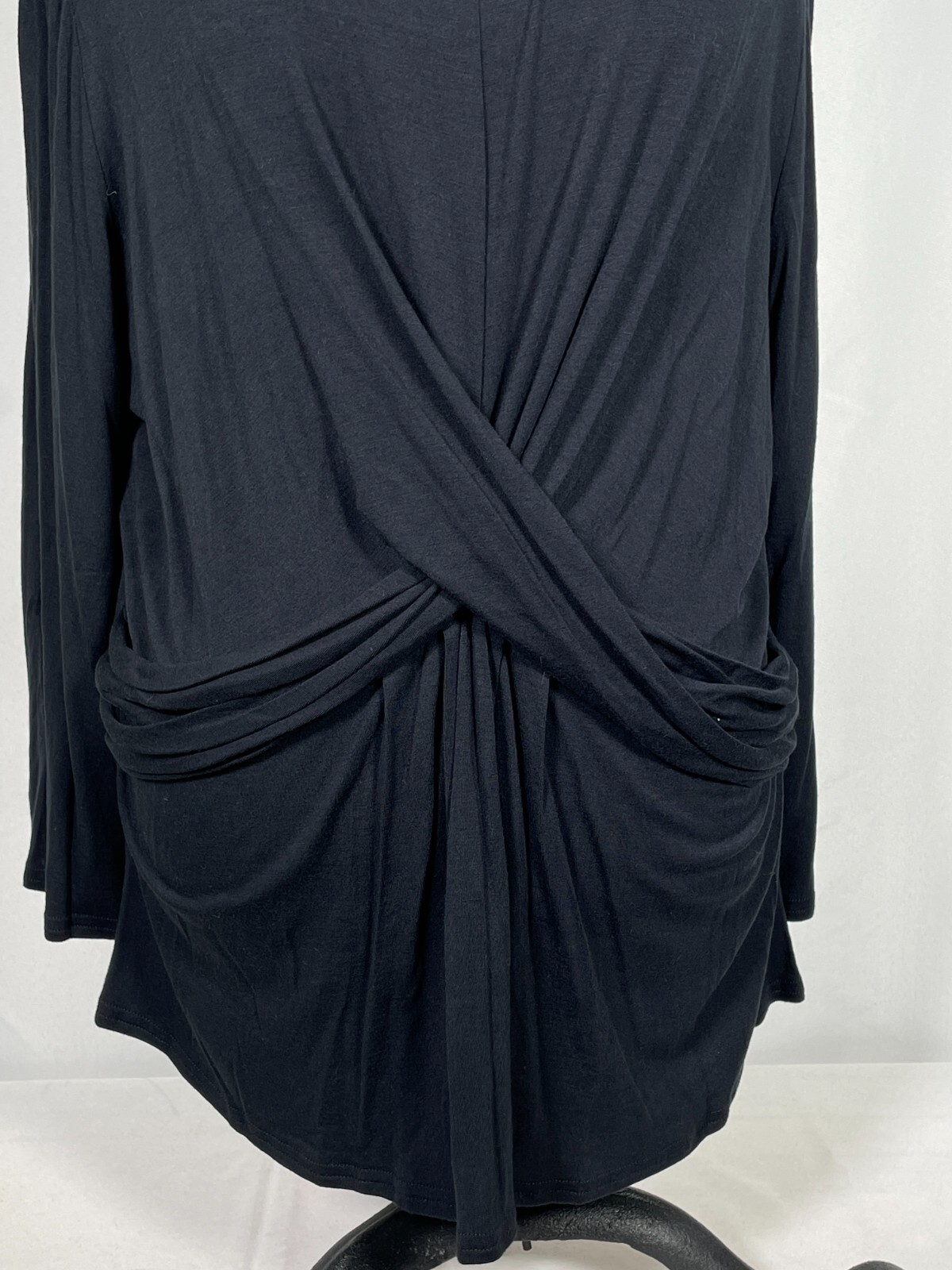Juicy Couture 3/4 Sleeve Cross Front Pitch Black Top Women’s XXL NWT