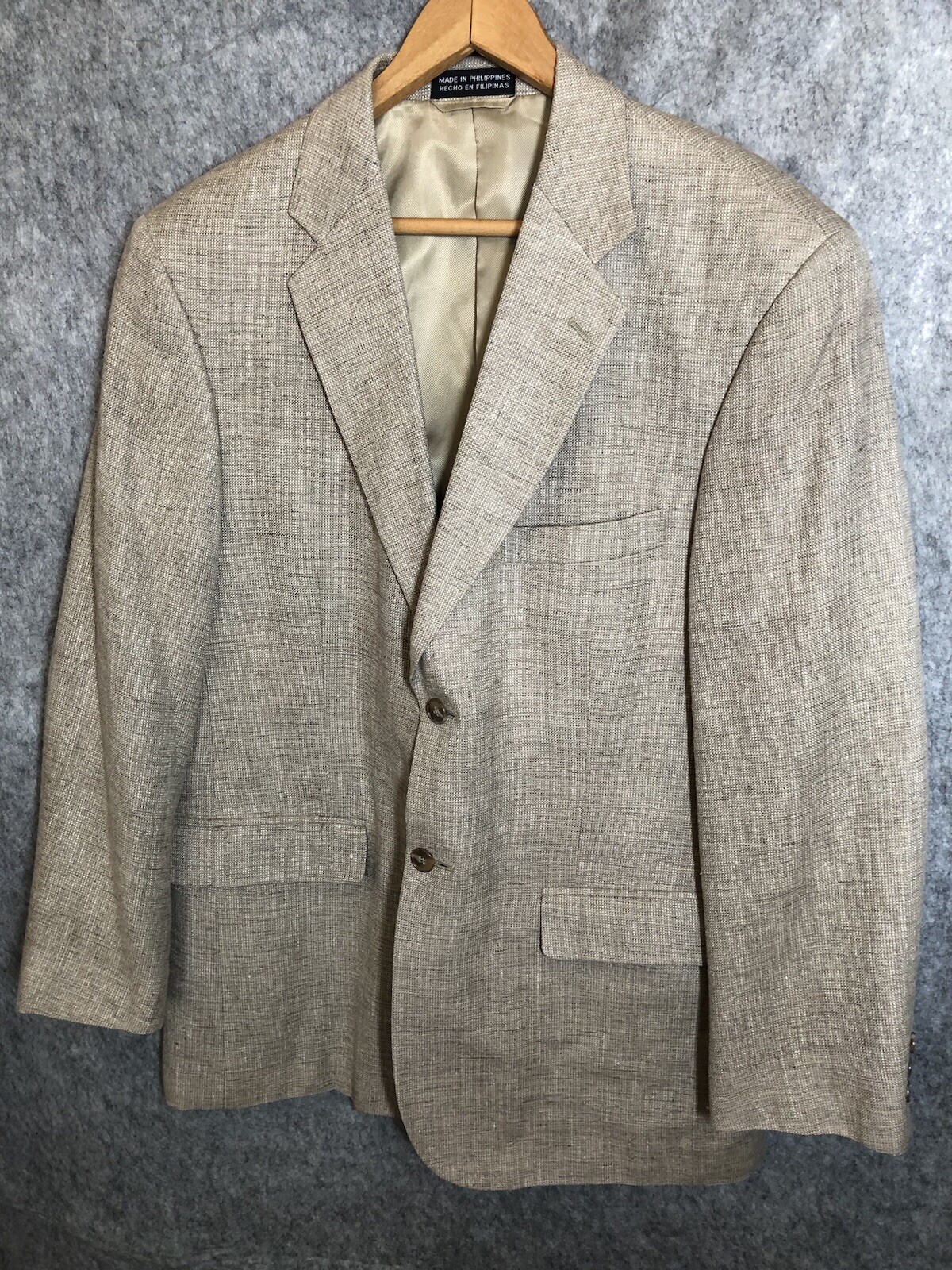 Towncraft Blazer Mens 40R Tan Silk Tweed Sport Coat Jacket Business Casual
