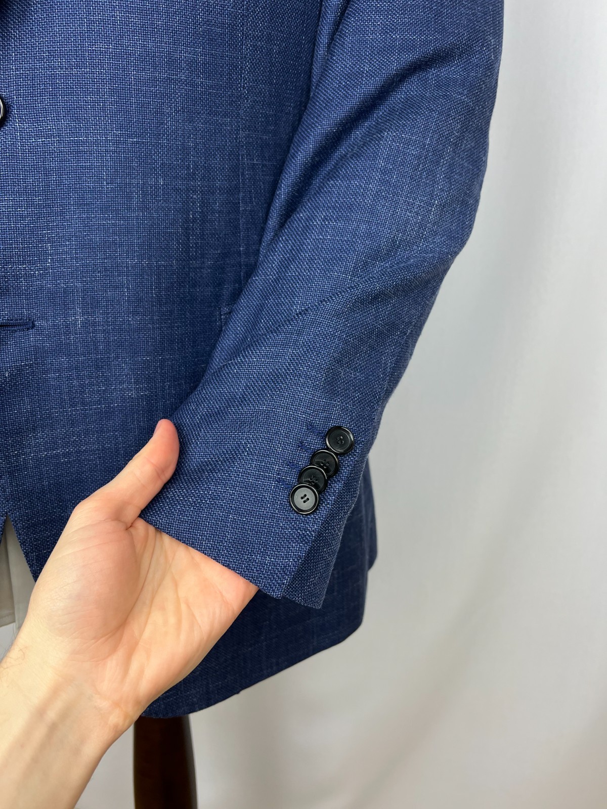 CESARE ATTOLINI Napoli Solid Navy-Blue WoolSilkLinen Sport Coat 42US52IT
