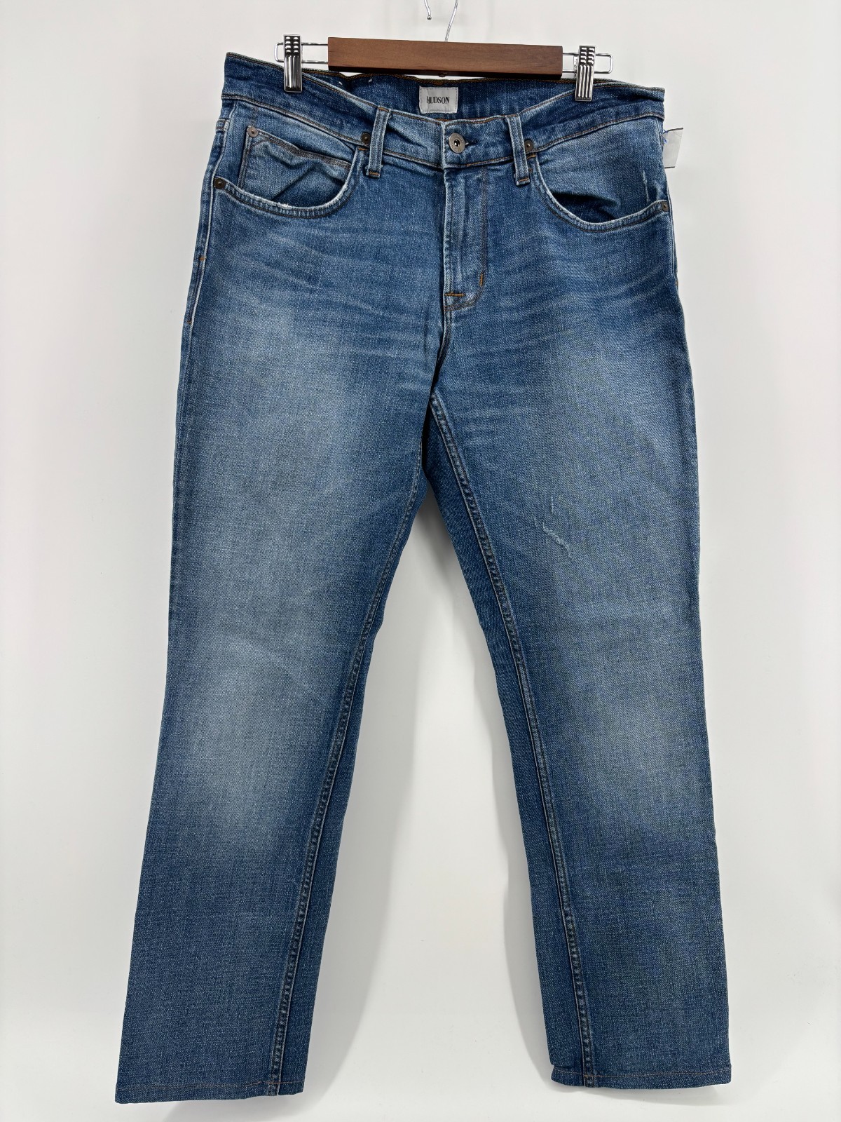 Hudson Blake Slim Straight Jeans Mens Blue Denim Stretch Outdoor Western 34×30