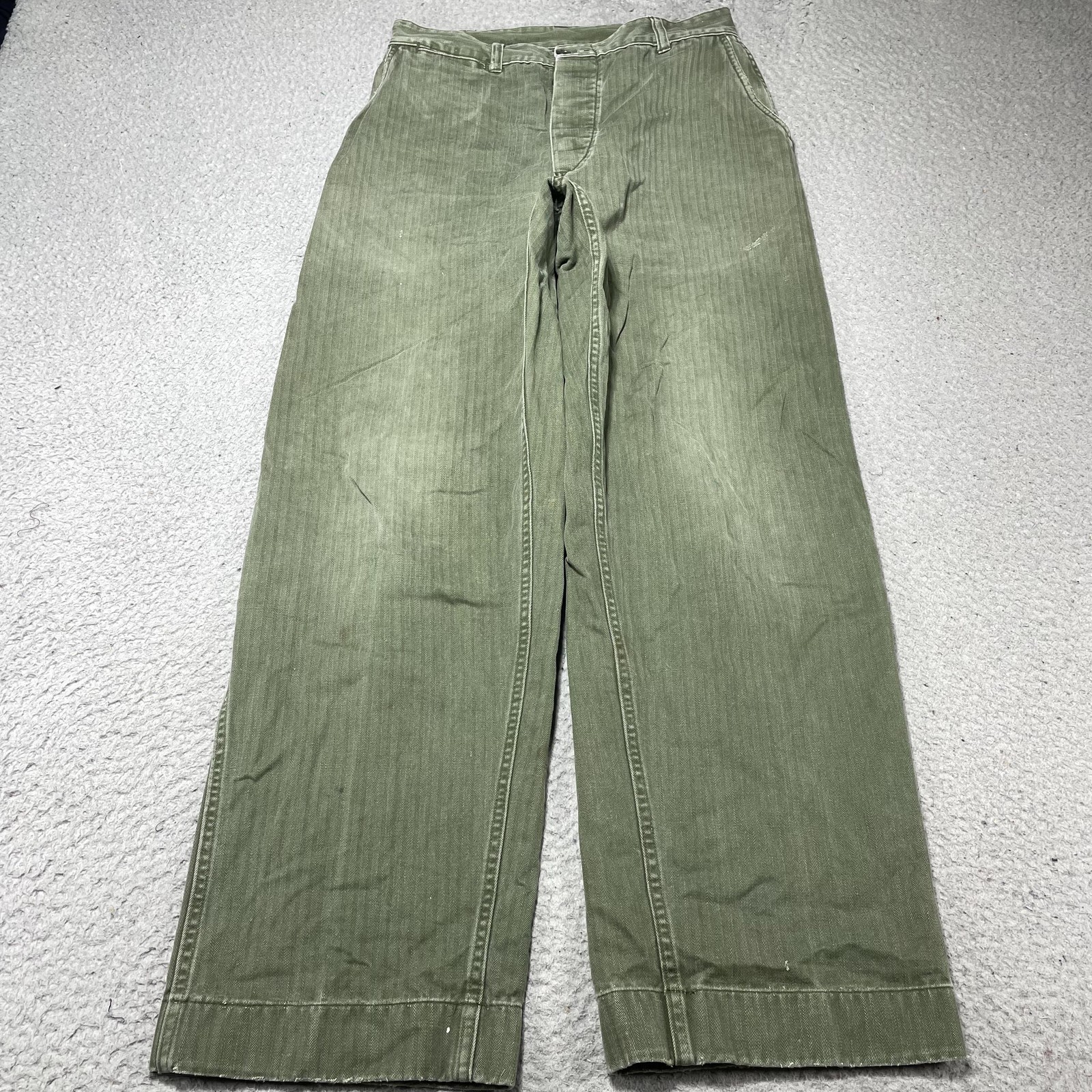 Vintage 40s WWII HBT US Army Herringbone Twill Field Pant WW2 Trousers Fit 30×30