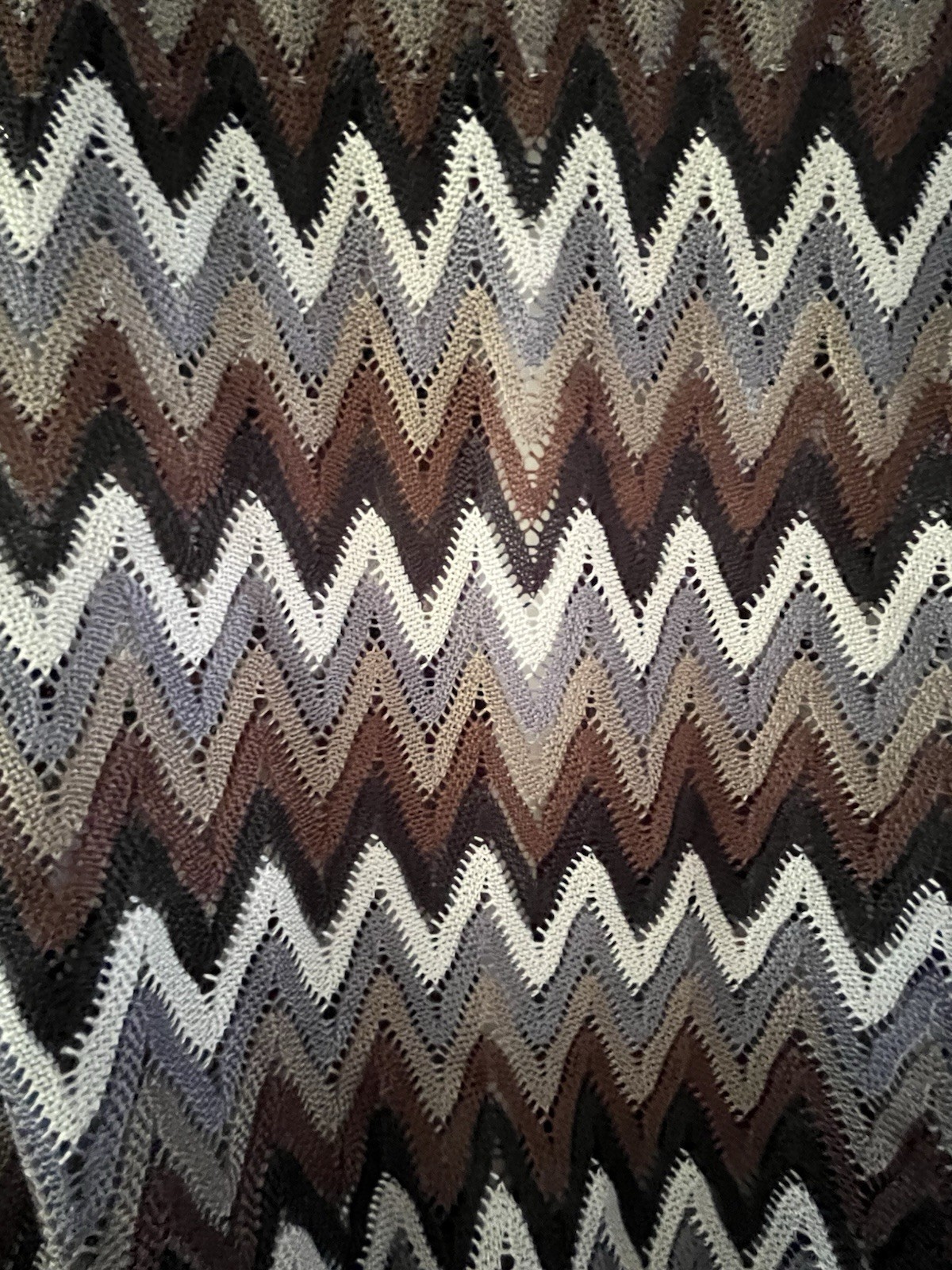 Better B Womens S Brown/Black/White/Gray Chevron Round Neck Knit Tank Zip Y2K