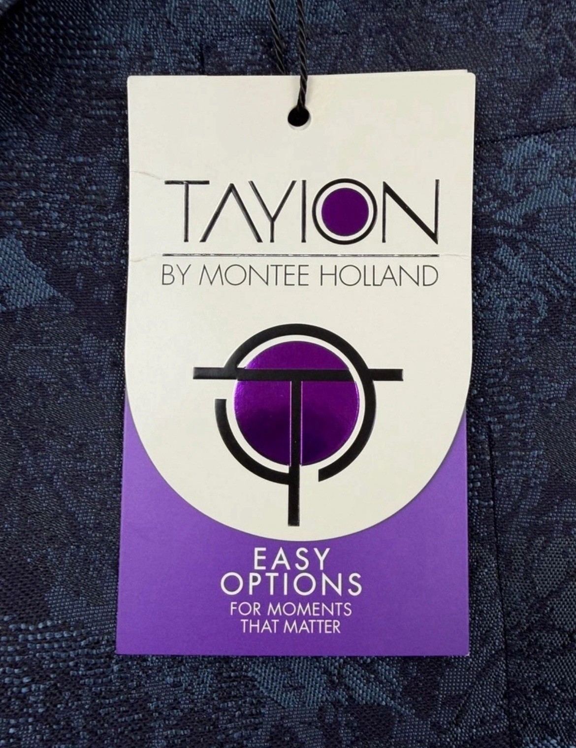 Tayion Double Breasted Blue Black Classic Fit Jacquard Dinner Jacket 46R New NWT
