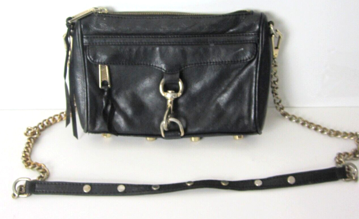 Rebecca Minkoff Black Leather Mini M.A.C. Crossbody Convertible Shoulder Bag