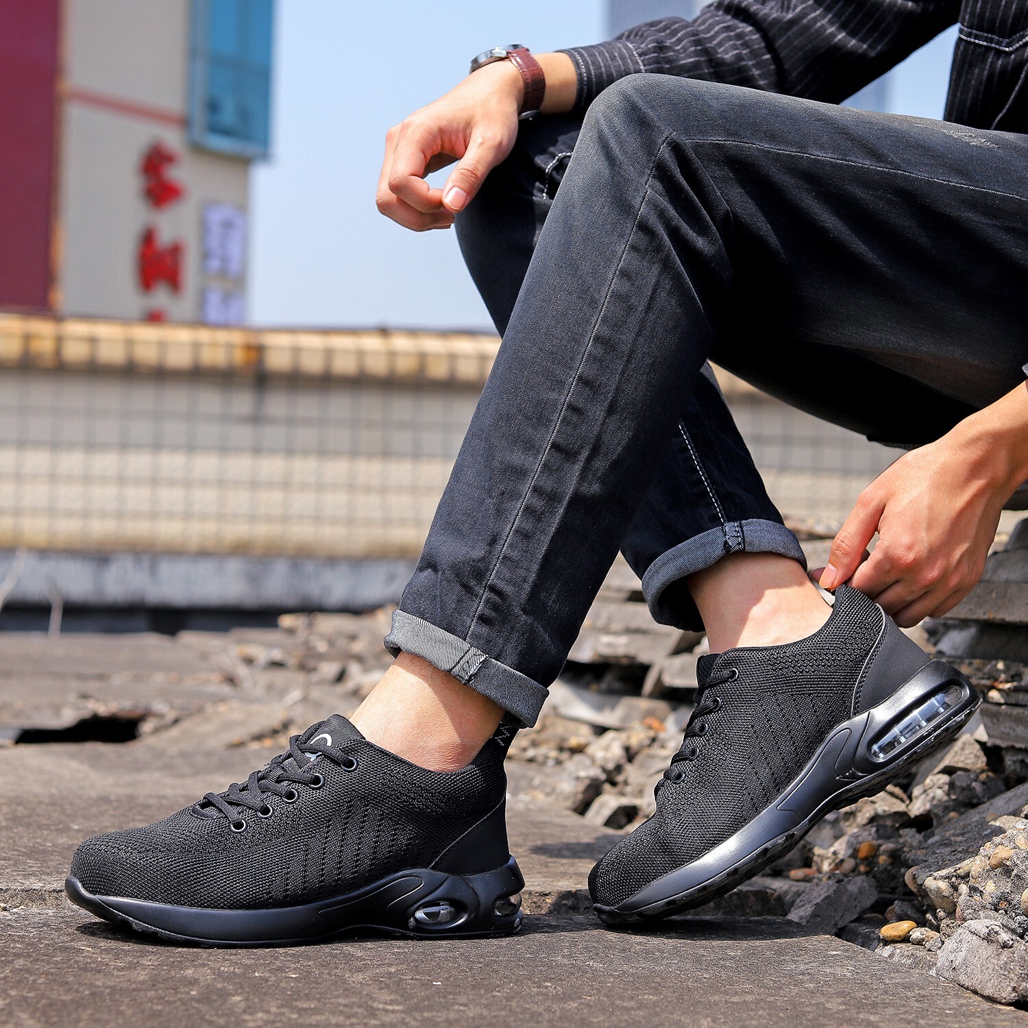 Men’s Safety Work Shoes Breathable Puncture Boots Anti Slip Indestructible Shoes