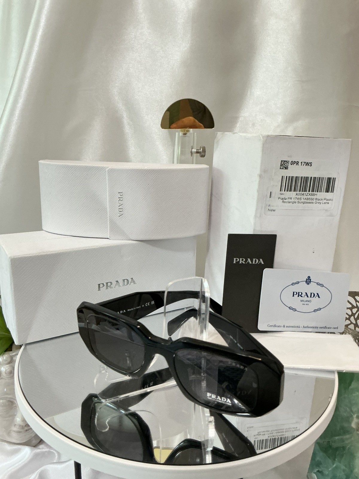 NIB PRADA BLACK RECTANGLE 1AB5S0 EYEWEAR PRADA 49-20-145