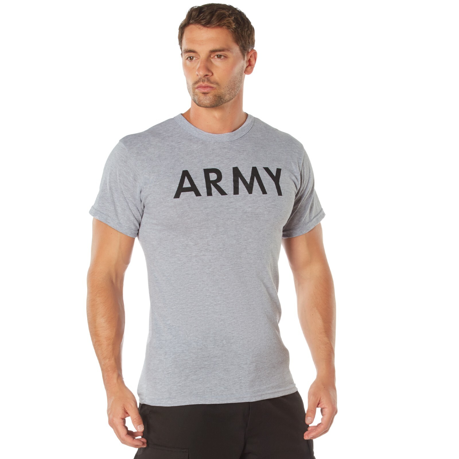 Grey Army T-Shirt Military PT Gym Undershirt Gray P/T Tee