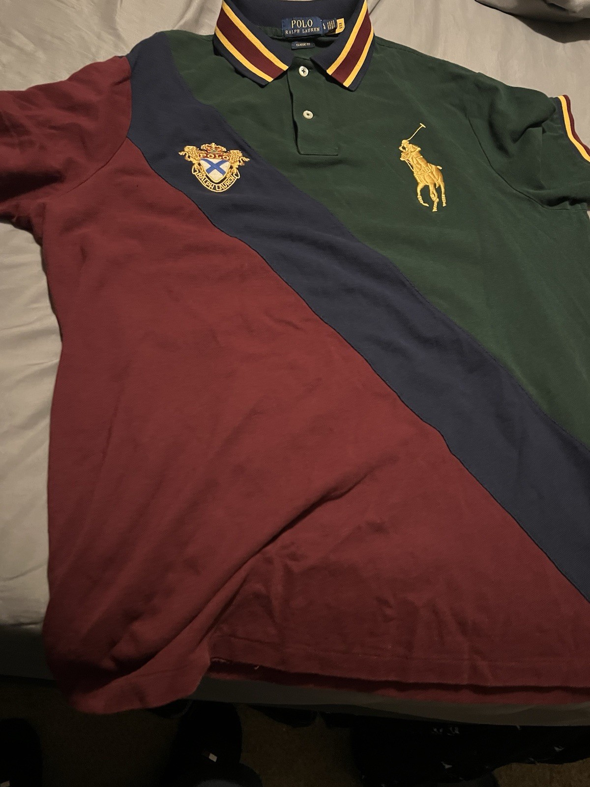 2 Polo Ralph Lauren Rugby Shirt White And Burgundy & Green,navy Blue $180 Value