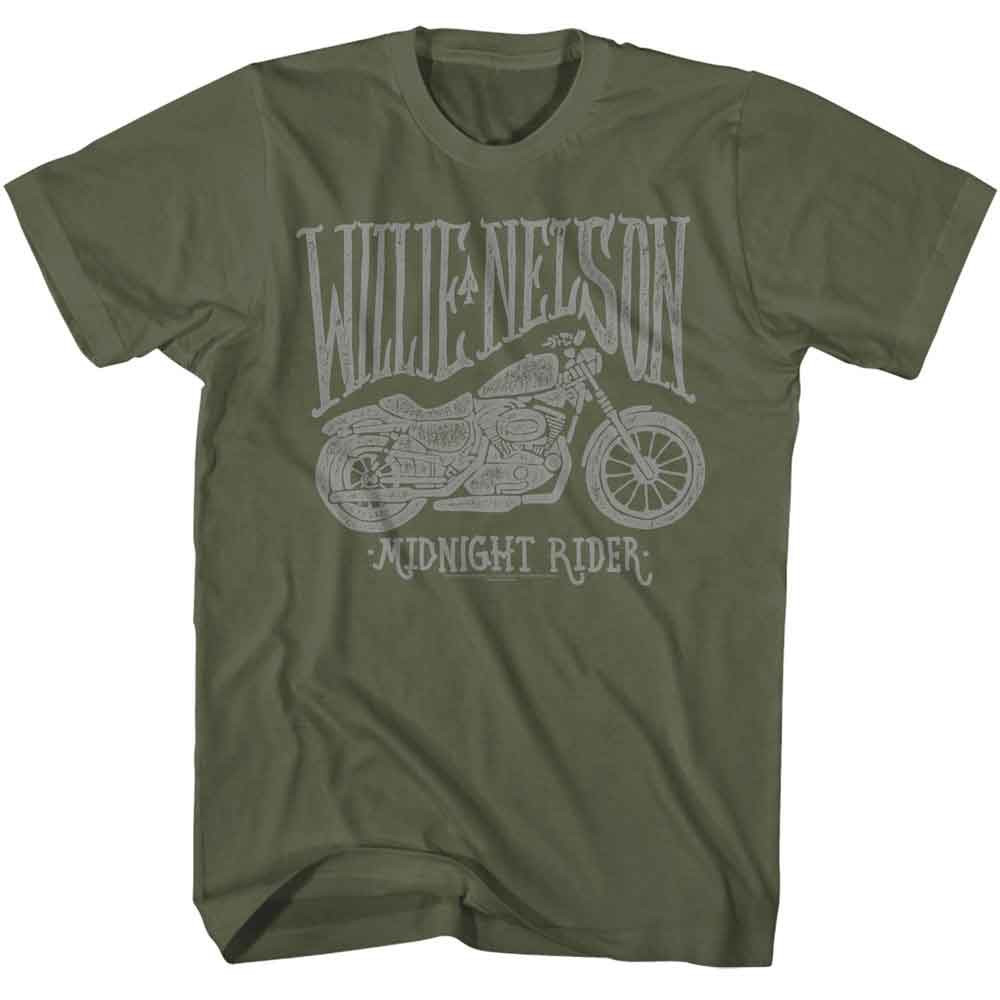 Willie Nelson Midnight Rider Military Green Music Shirt
